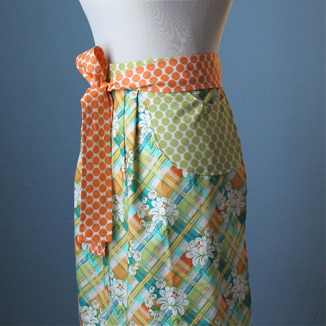 SALE 50% off - Half Apron for Women with Amy Butler  and Michael Miller Fabric - Meadowsweet