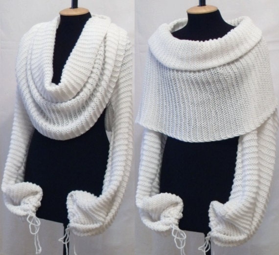 Plus size. Bolero sweater scarf shawl with sleeves at by vinevirak