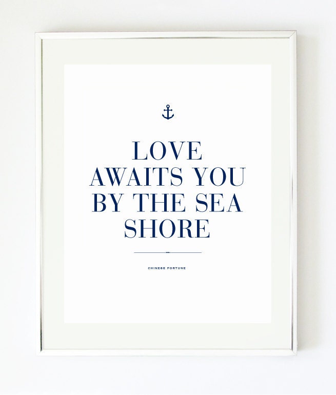 Love Awaits You Print - Modern Navy Anchor Print by Pretty Chic SF