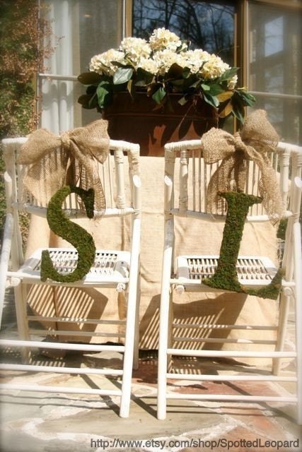 Moss Covered 12 Inch BRIDE and GROOM Chair letters