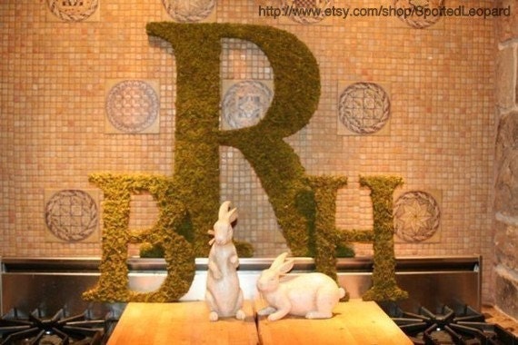 Moss Covered 3 letter Initial Monogram
