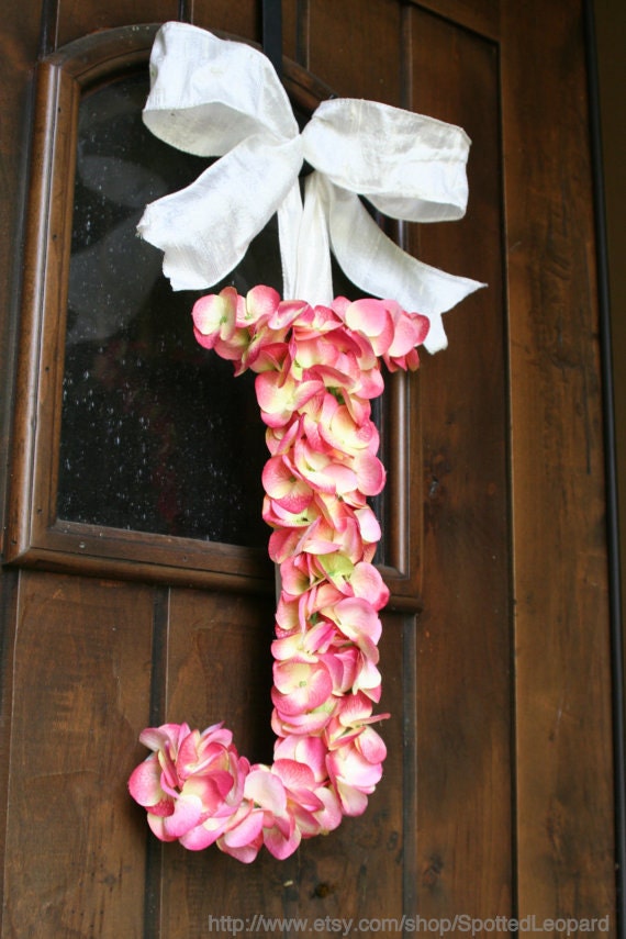 18 Inch Floral Monogram Letter Initial Wedding Door Wreath