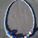 Orange, Colbalt Blue, and Silver Bead Necklace