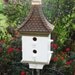 Handcrafted Bird House Elegant Large Birdhouse Painted Pagoda Style Asphalt Shingle Roof