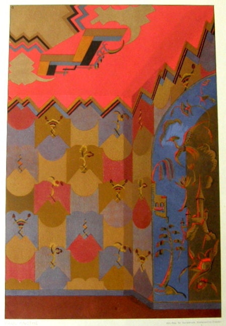 Bauhaus Serio-Lithograph Print: Fantastical 1920s Architectural Interior Design by Paul Knothe, No. 1