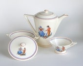 Atomic Kitsch: Art Deco Salem Streamline Coffee Set in Red, White & Blue Petit Point Cross Stitch Pattern