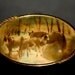 Vintage Horse Scene in Oval Metal Frame with Convex Bubble Glass