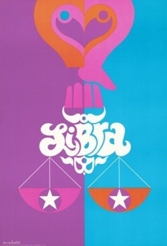 1969 Original Vintage Zodiac Poster - Libra
