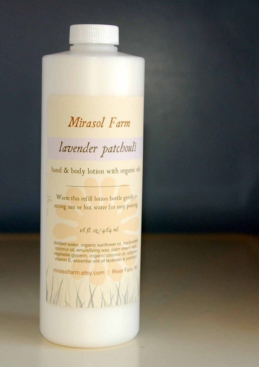 Refill lotion for face body and hands. Handmade with organic oils. Your choice of essential oil blend (16 ounces)