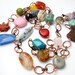 Beaded Gemstone and Copper Long Necklace, Wire Wrapped, Copper Links and Toggle Clasp, Boho Necklace, Spring Fashion