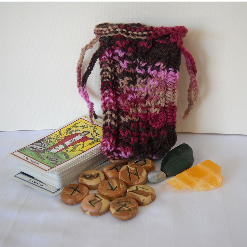 Wild Roses Tarot Rune Knit Treasure Bag SALE
