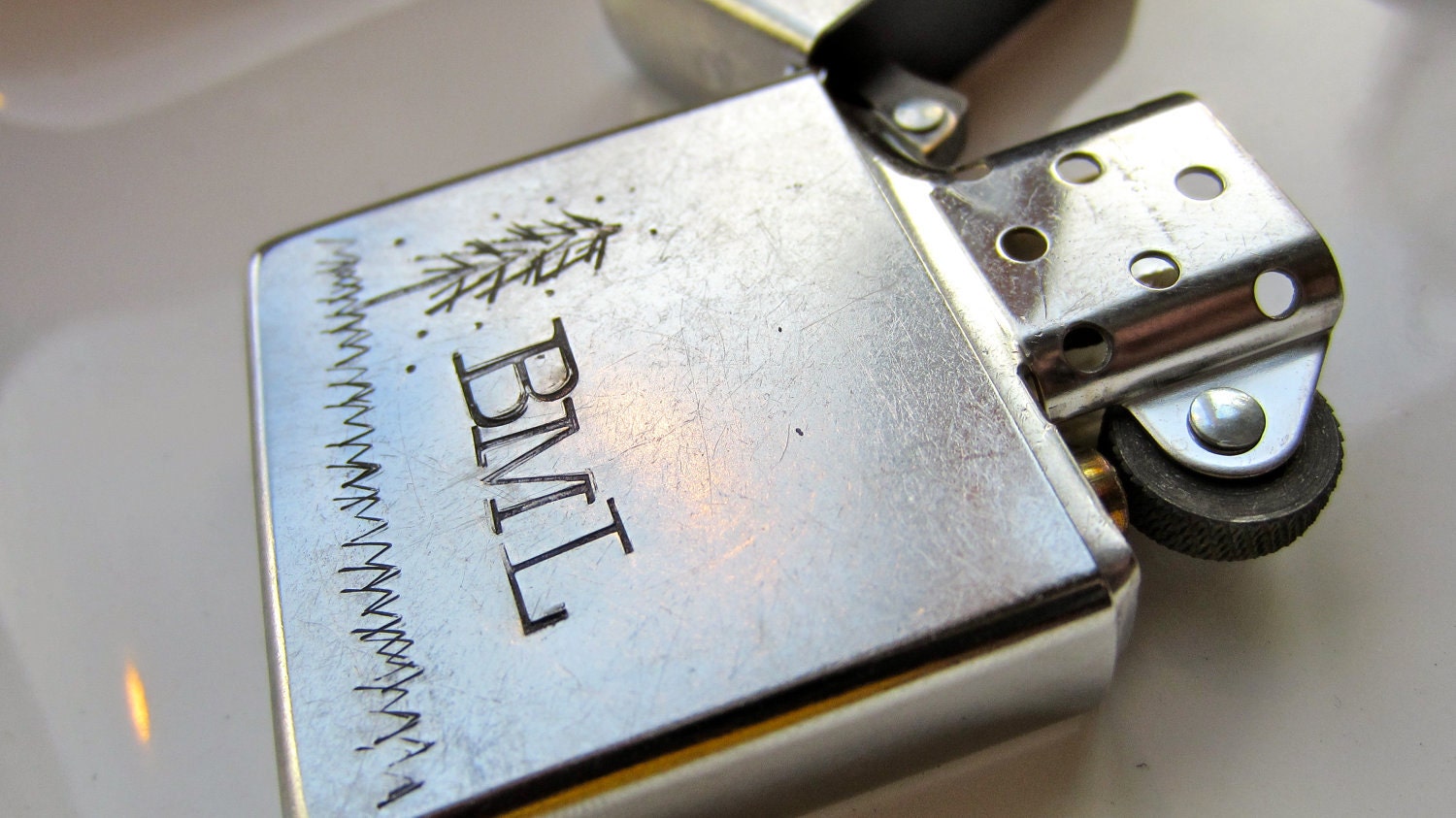 Lighter -- Hand stamped and personalized Zippo - timber design