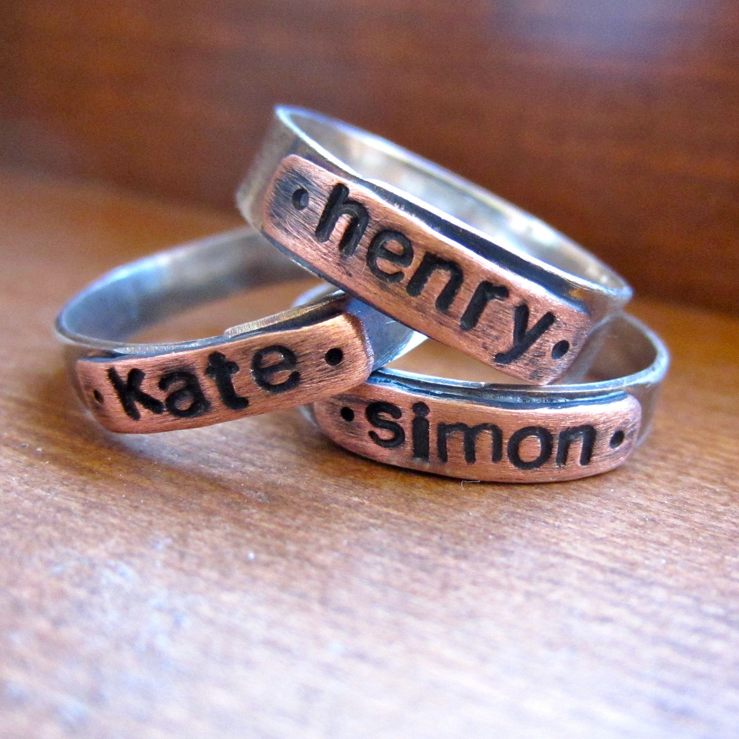 Personalized Ring in sterling silver and copper