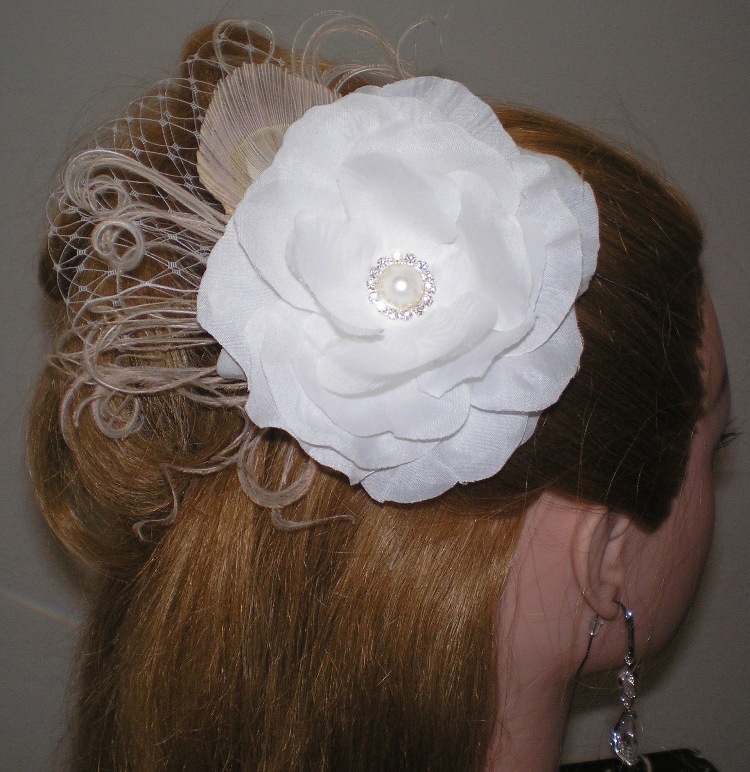 Peacock Feathered Fascinator, Bridal Hair Accessories, Wedding Hair Accessories, Prom, Hair Fascinator