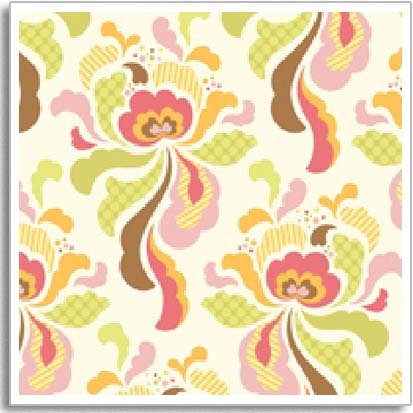 Heather Bailey Fabric - Groovy Brown from Freshcut Collection 1 yard