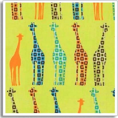 Laurie Wisbrun Fabric - Giraffes Earth - Urban Circus Collection 1 yard