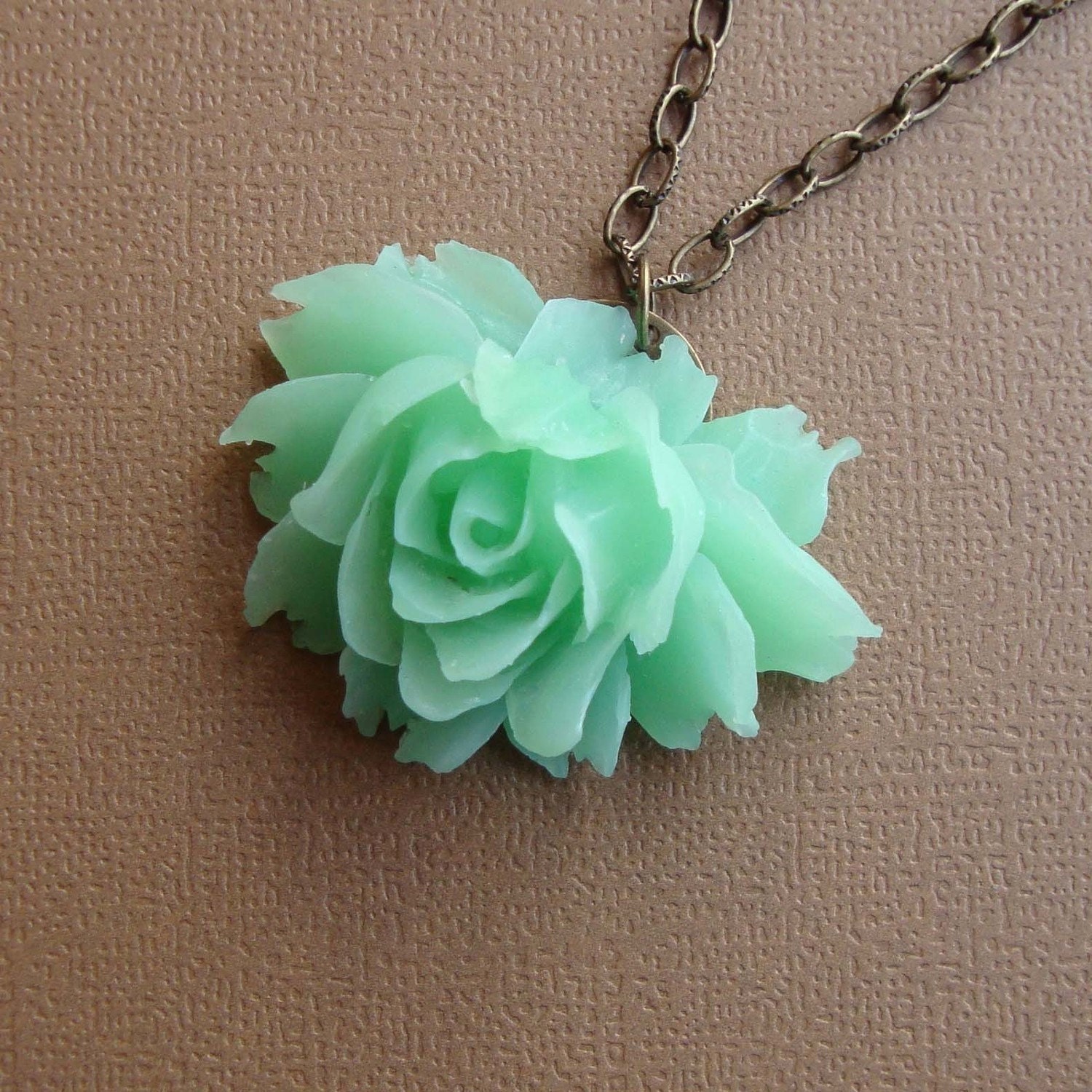 Rose Necklace in Mint Green