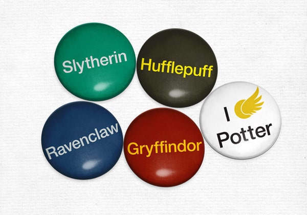 Harry Potter Hogwarts House Themed 1 inch Magnets Ravenclaw, Hufflepuff, Gryffindor and Slytherin
