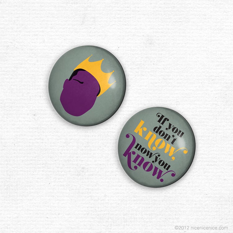Buttons - Notorious B.I.G. Original Illustrated 1 in. Pinback Button set of 2