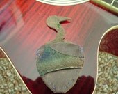 Guitar Pick Case Rustic Re-Purposed Leather Heron suede  Last One hand stitched Music Open to a surprise