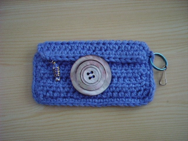 Little Blue Bag gadget case mp3 player case crochet cell phone bag fish key chain coin bag