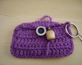 Pouch Petite Purple Purse wood decoration key chain coin bag pocket