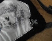 Bag Sweeney Todd Shoulder or Camera Bag Barber of Fleet St. purple satin razor embroidered bag
