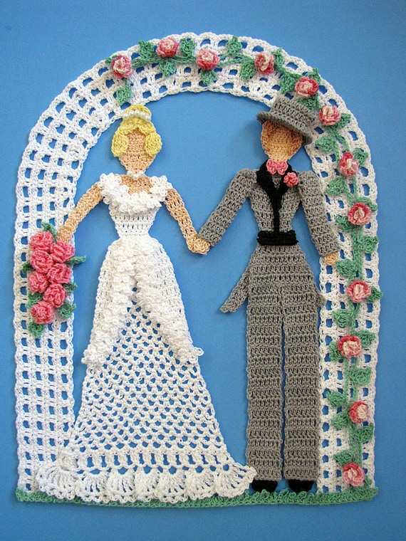Happily Ever After Doily PDF Crochet Pattern Wedding Bride Groom Doily