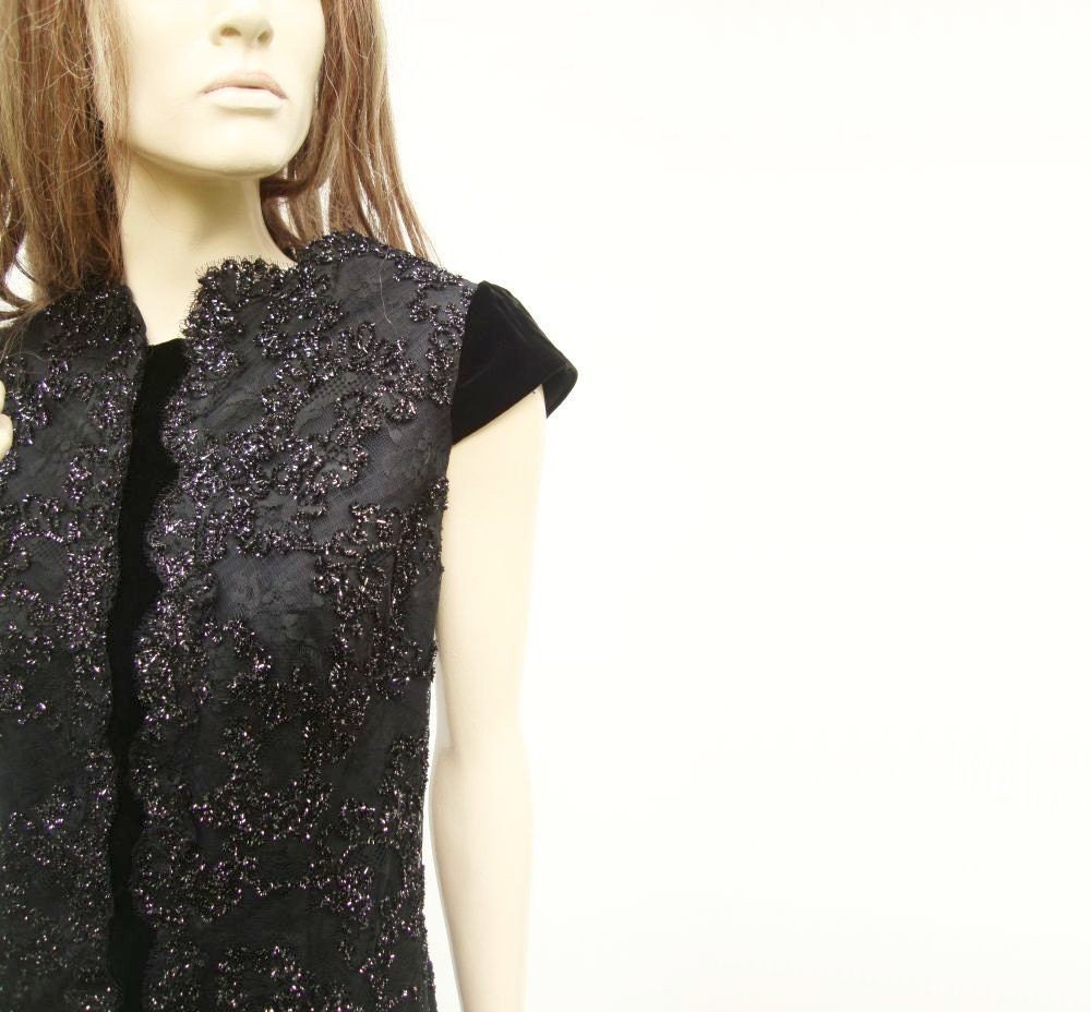 SALE 1980s Vintage Black Dress / 80s Designer Dress / m