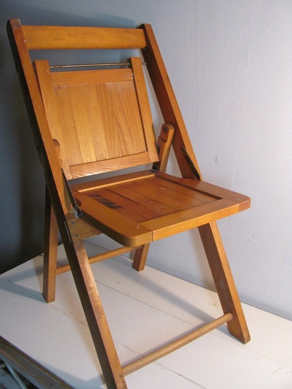 Antique Wooden Folding Chair for a Child by dirtybirdiesvintage