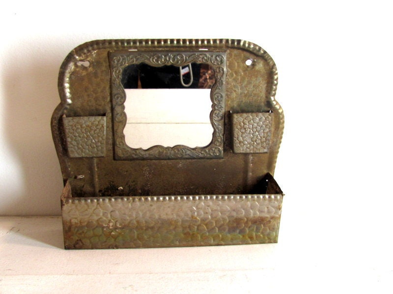 Antique Distressed Hammered Tin Metal Wall hanging Mirror