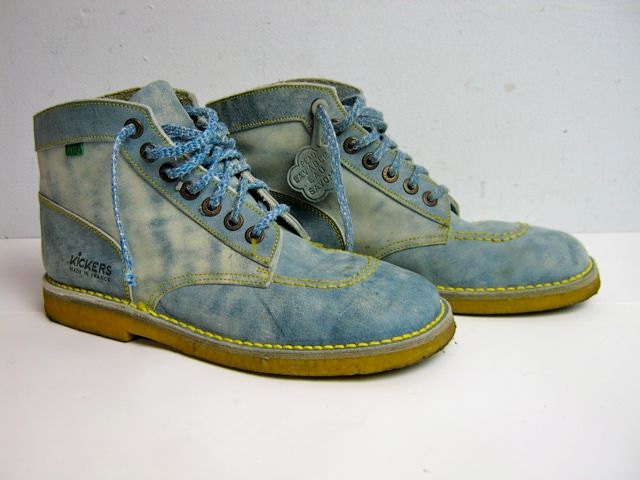 vintage blue leather FRENCH KICKERS ankle boots