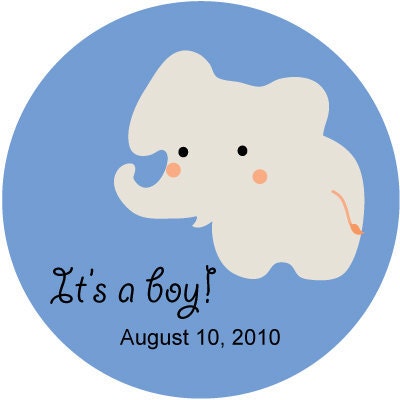 50 Baby Shower stickers - Little Elephant BB006CI