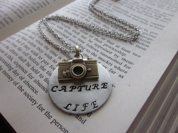 Capture Life - Metal Hand Stamped Pendant Necklace