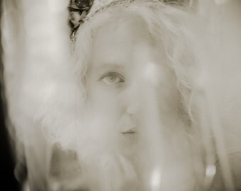 I Peer (sexy, circus, stempunk, black and white photography, surreal print, home decor, fashion model))
