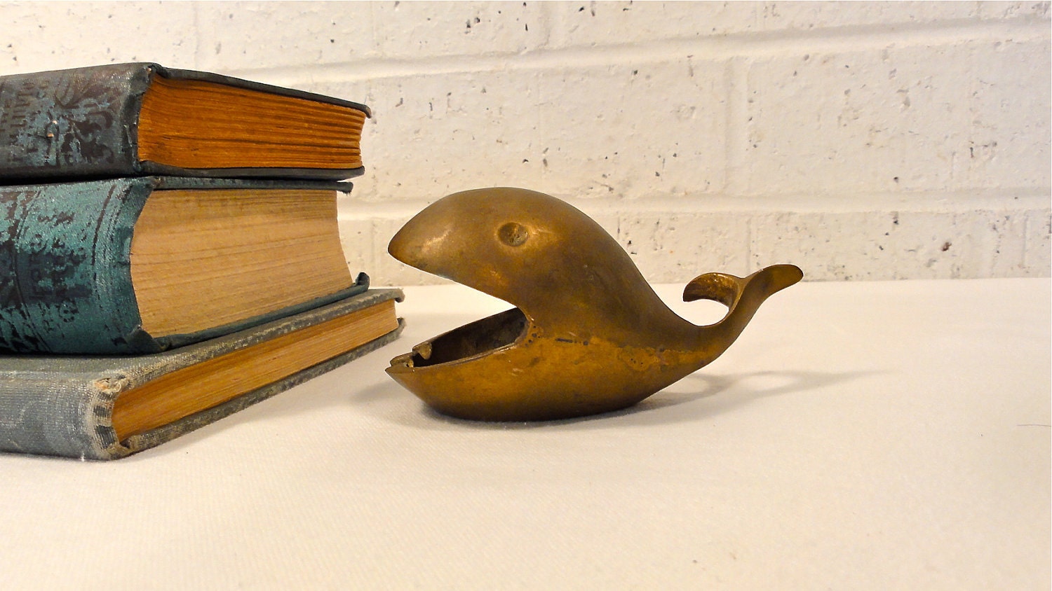 Vintage Brass Whale Desk Accessory