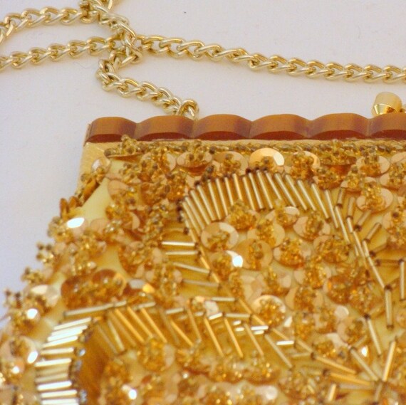 Vintage Beaded Clutch in Yellow Gold