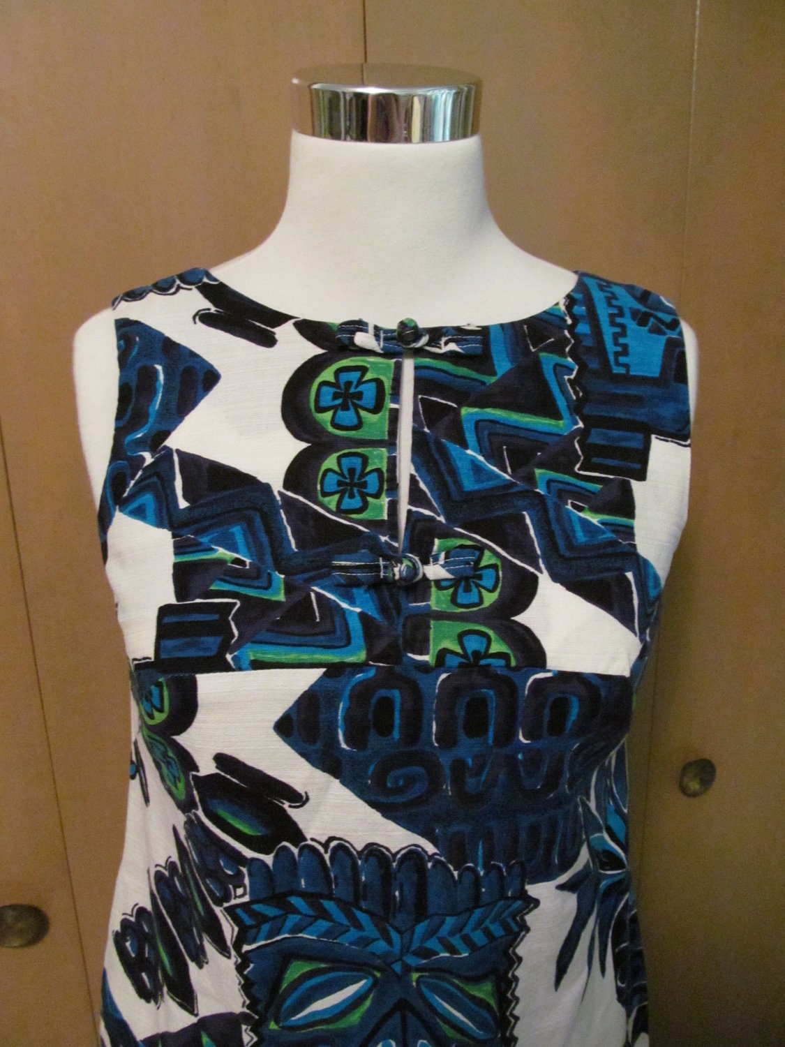 1960s Vintage Tiki Man Maxi Dress