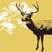 Organic mustard yellow DEER baby bodysuit, short sleeve, infant boys and girls, woodland reindeer deisgn