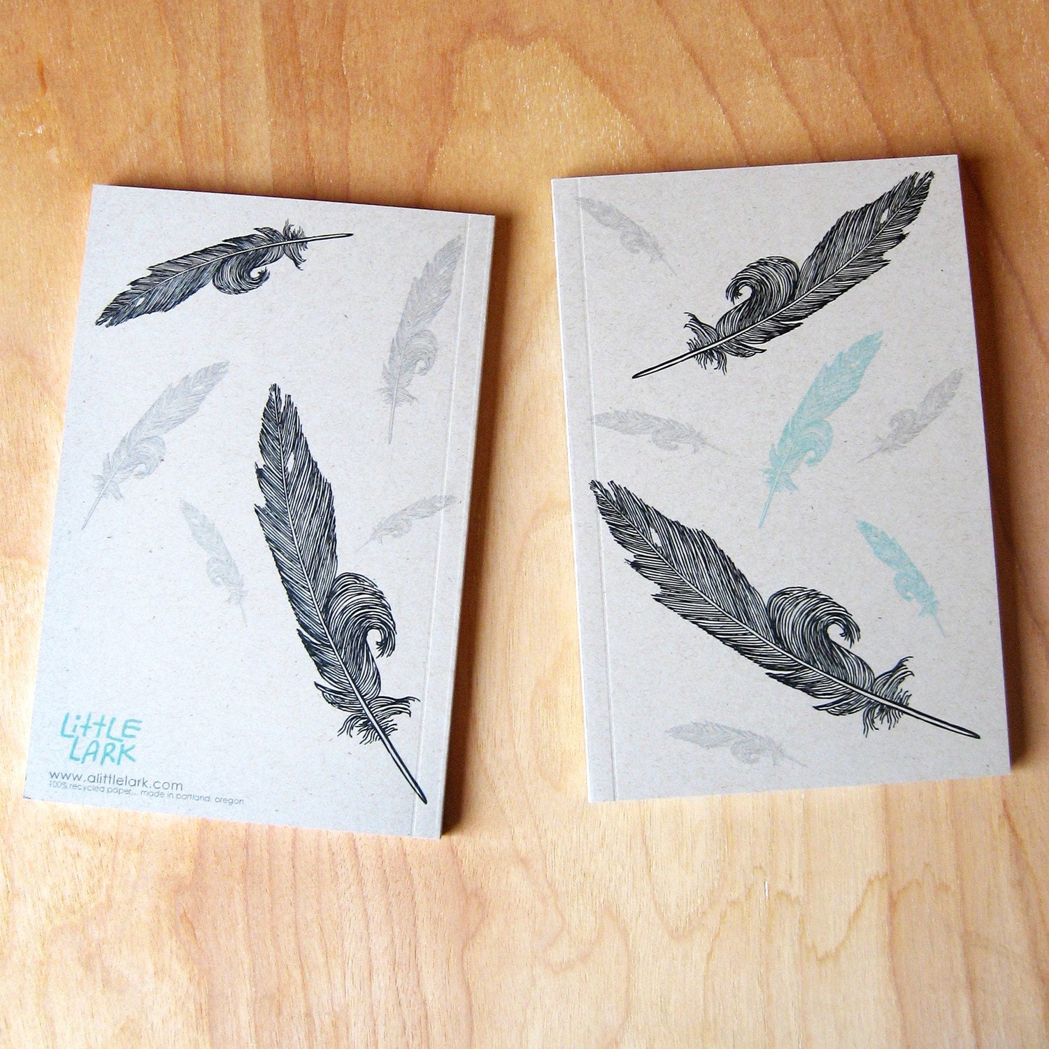 On sale, Falling Bird Feathers Journal, small blank book, sketchbook, recycled paper, notebook