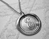 Wax Seal Stamp Necklace - Pendant with PEARL letter of your choice monogrammed initial