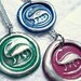 Fuchsia -Original hand stamped Wax Seal Necklace, painted, letter of your choice