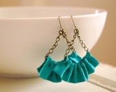linen ruffle earrings in seafoam green. available in several other colors.