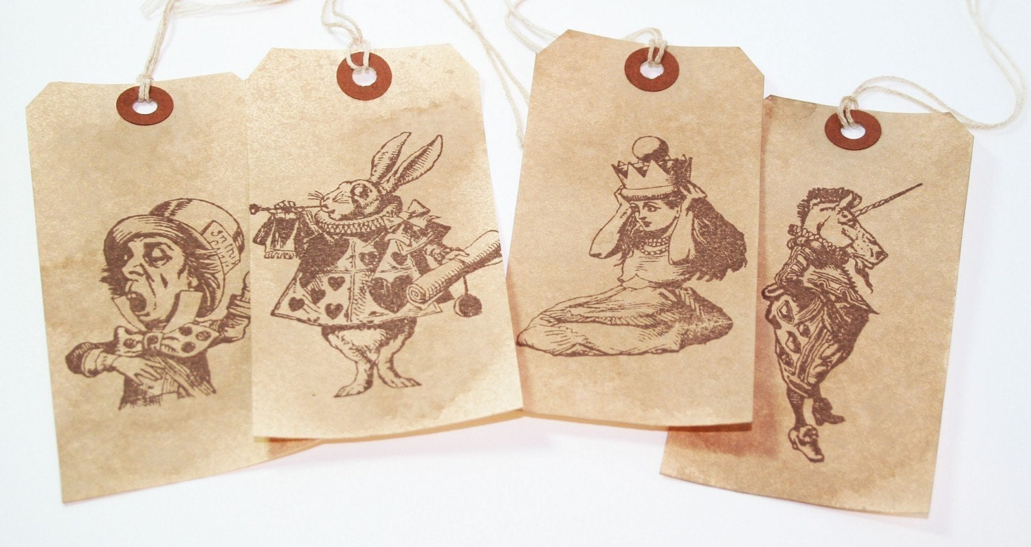 Gift Tag,  Alice, Alice In Wonderland Vintage Inspired Shipping Tags (Set A) Gift Tag