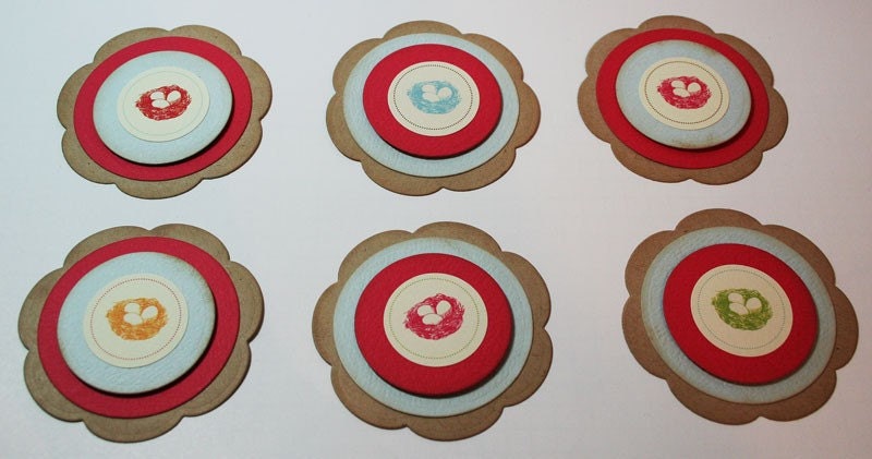 Handmade Layered Birds Nest with Eggs Embellishment Gift Tag Cupcake Topper