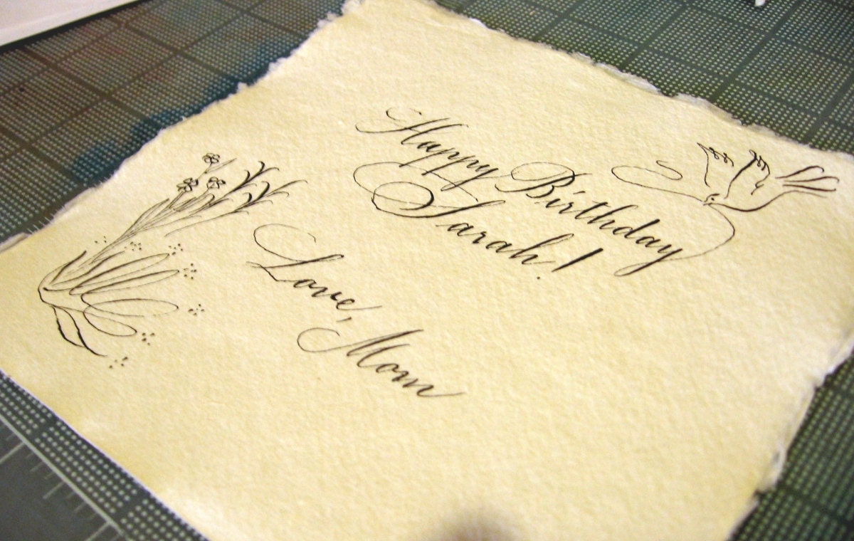 Calligraphy birthday note - personalized - gift cards - fancy handwriting