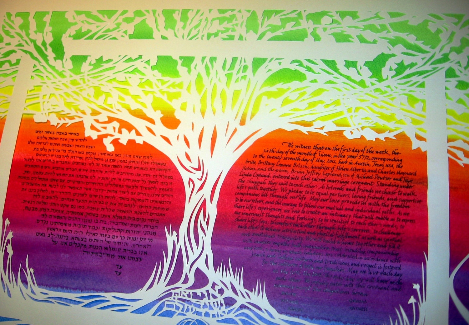 Rainbow Ketubah Tree - Reserved for Brian and Brittany