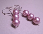 Pearl Trio Earrings - Powder Rose on Sterling Silver (E-293)