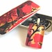 Red Roses and Black Vine- Rectagle Glass Pendant with Black Ball Chain and Embellished Gift Tin with Slide Top
