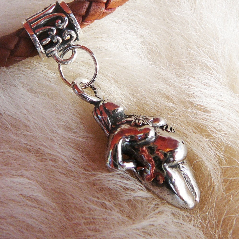 Come Out and Give Birth - Necklace Pregnant Woman Pendant on Braided Leather